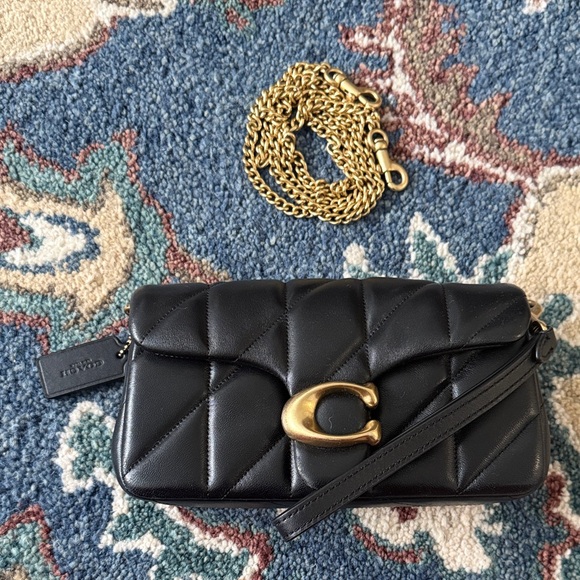 Coach Handbags - Coach Black Quilted Leather Crossbody Bag with Gold 'C' Accent